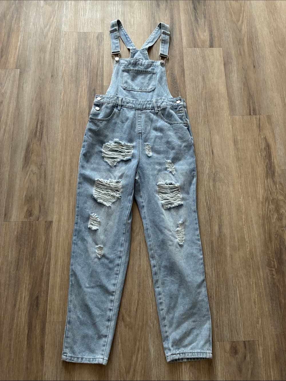 Distressed Denim Overalls - Picture 2 of 12